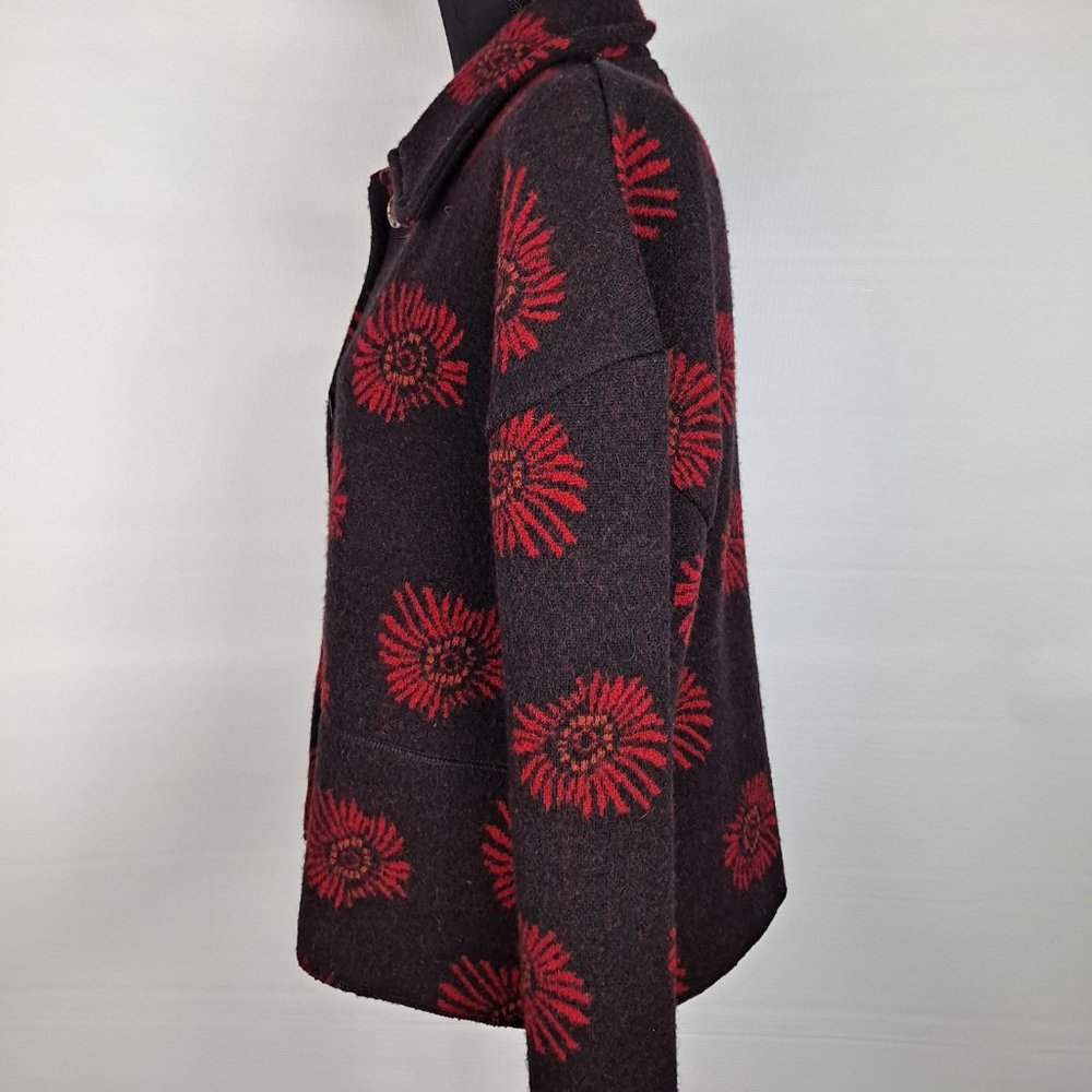 Moe Wool Button Down Sunflower Design Jacket Size… - image 3